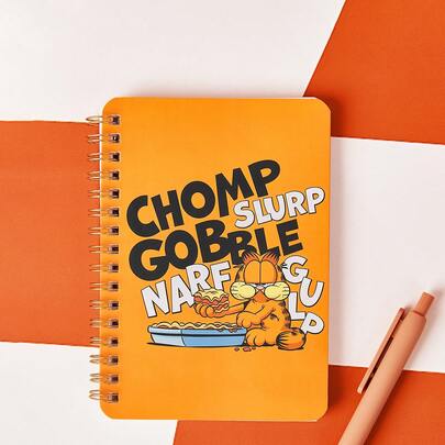 GARFIELD | SHEIN 1pc Cartoon Cat Print Yellow Notebook,Suitable For Men, Women, Students