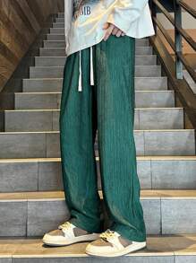 Manfinity Hypemode 男士束口腰褲 - 軍綠色 - 查看 3