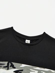 SHEIN Tween Boys' Casual Comfortable Contrast Color Camouflage 2pcs/Set - Grey - View 5