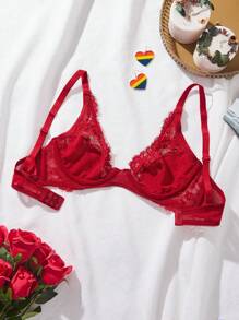 女士蕾絲性感內衣套裝 - 紅色 - 查看 2