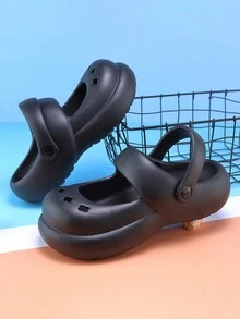 Eva 高彈軟瑪莉珍兒童鏤空鞋 - 黑色 - 查看 4