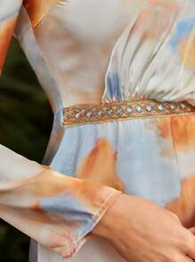 Divindia Vestido De Manga Larga Con Estilo De Tie-dye Para Mujer