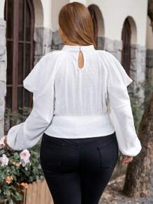 SHEIN Clasi Grote maten Koude schouder Blouses Met Gekreukt