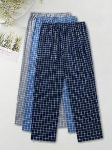 Men's Plaid Pajama Bottoms (3pcs Set) - Multicolor - View 1