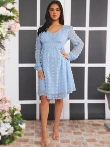 SHEIN Maternity V-Neck Dress - Blue - View 3