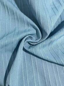 SHEIN Privé 鑲嵌蕾絲的燈籠袖襯衫 - 藍色 - 查看 7