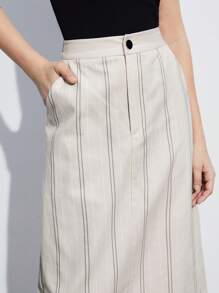 BizChic Women's High Waist Striped Skirt - Khaki - View 5