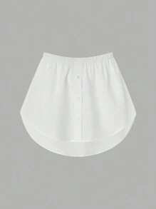 Chiquease Elastic Waist Button Decoration Skirt - Black and White - View 7