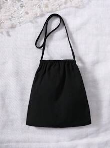 Baby Girl Color Block Peter Pan Collar Short Puff Sleeve Bubble Dress - Black - View 3