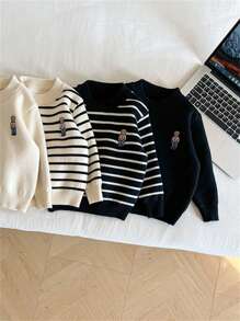 2021秋冬新款厚繡小熊毛衣,中性寶寶英倫風全配套pullover