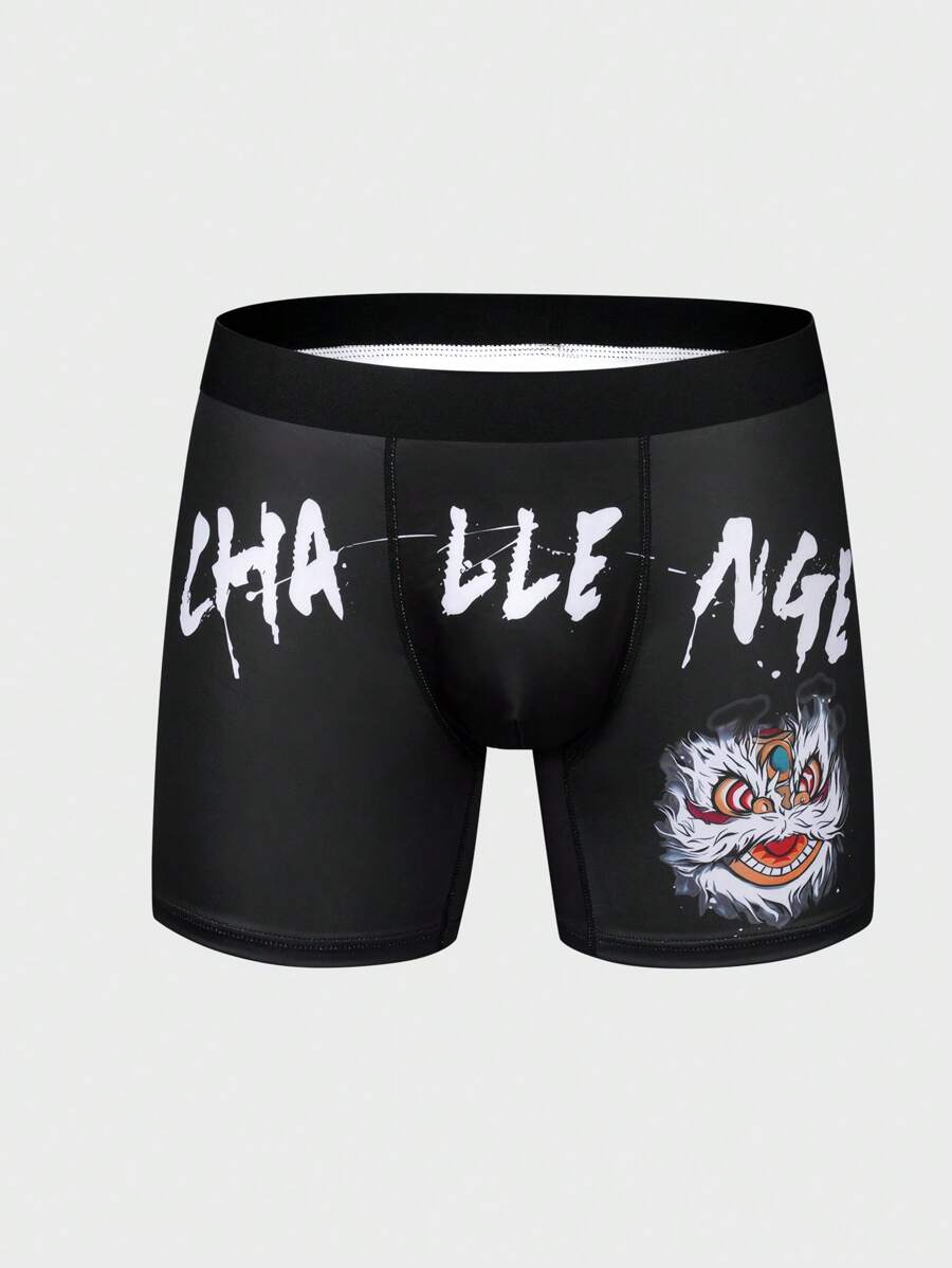 Men'S Dragon Pattern & Letter Printed Boxer Briefs - Multicolor - View 1