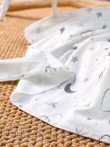 Newborn Baby Boy Galaxy Print Blanket & Hat Photography Prop - White - View 8