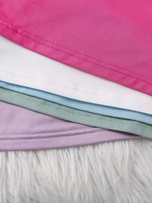 SHEIN Playful Pals Young Girl Solid Color Ruffle Edge Cami Top Set, Pack Of 5,Holiday,Summer,Travel, School, Campus, College