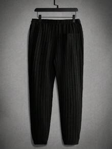 GENTILAND 男士純色連帽t卹+褲子套裝 - 黑色 - 查看 6