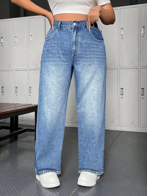 SHEIN ICON Vrouwen Grote maten Straight pijpen Denim Jeans