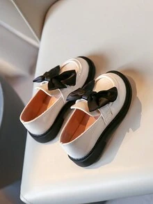 Hàng mới đến Cô gái Hàn Quốc Phong cách Bowknot Học sinh Giày phẳng - Màu be - Xem 6