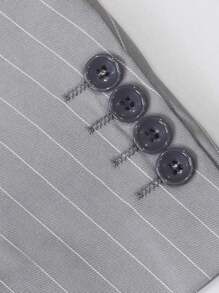 Men's Vertical Stripe Stand Collar Long Sleeve Jacket And Pants Casual Business Suit Set - Light Grey - View 4