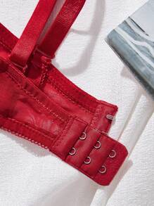 女士蕾絲性感內衣套裝 - 紅色 - 查看 4