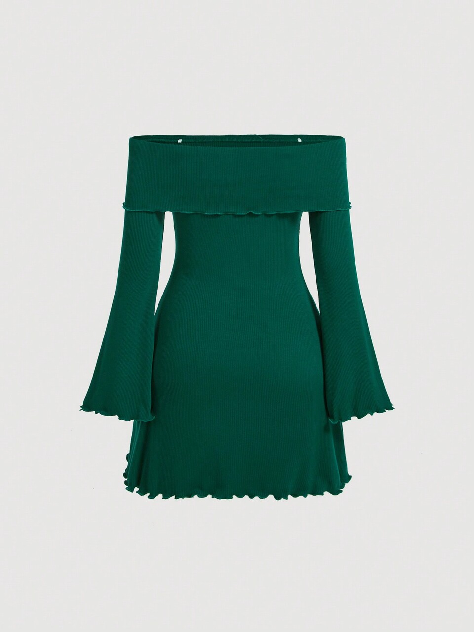 Women's Solid Color Off Shoulder Flared Sleeve Dress