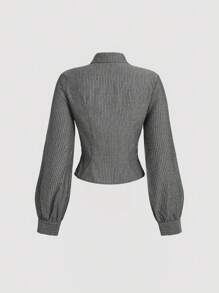 SHEIN MOD 女式條紋燈籠袖襯衫