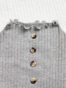 Tween Girls' Fashionable Street Style Knitted Round Neck Long Sleeve Top, 2pcs/Set - Light Grey - View 4