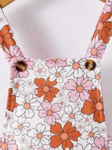 Baby Girl Spring And Summer Floral Printed Cute Casual Overalls Jumpsuit - Multicolor - View 7