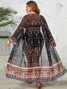 Swim Vcay 大尺碼女式幾何圖案透視與服音樂節 - 彩色 - 查看 2