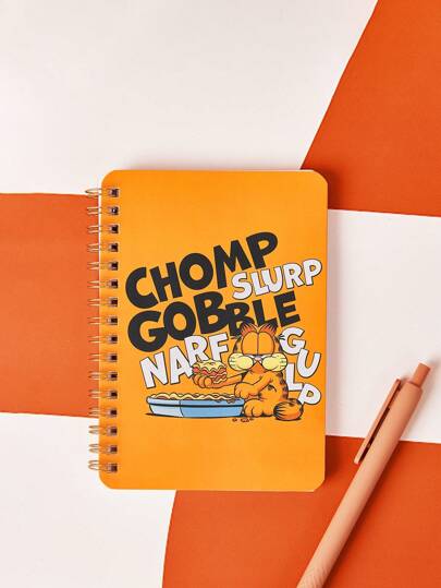 GARFIELD | SHEIN 1pc Cartoon Cat Print Yellow Notebook,Suitable For Men, Women, Students
