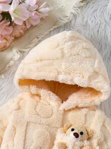 嬰兒花卉印花毛絨連帽裝 - 黃色 - 查看 4