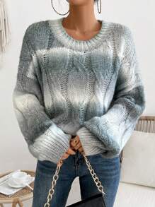 EMERY ROSE 女士渐变色圆领套头毛衣针织衫秋冬毛衣 - 彩色 - 查看 7