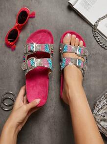 SHUZIA Sandalias con cuña y suela gruesa de mujer, regalos versátiles de San Valentín, zapatos de verano para el Día de San Valentín - Rojo violeta - Ver 6