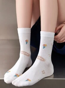 ROMWE Kawaii 5pairs Random Pattern Mid-Calf Socks - Multicolor - View 2