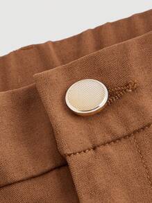 SHEIN MOD 女士雙口袋褲子 - 棕色 - 查看 4