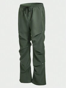 Manfinity Hypemode Pantalones De Paracaídas Con Cintura Con Cordón Para Hombre - Verde militar - Ver 6