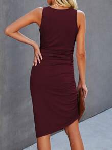 SHEIN LUNE Vestido ajustado unicolor fruncido lateral