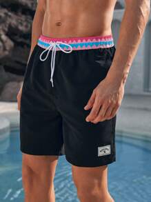 Surfspeed Men'S Beach Shorts With Pocket, Drawstring Waistband And Side Stripes - Multicolor - View 4