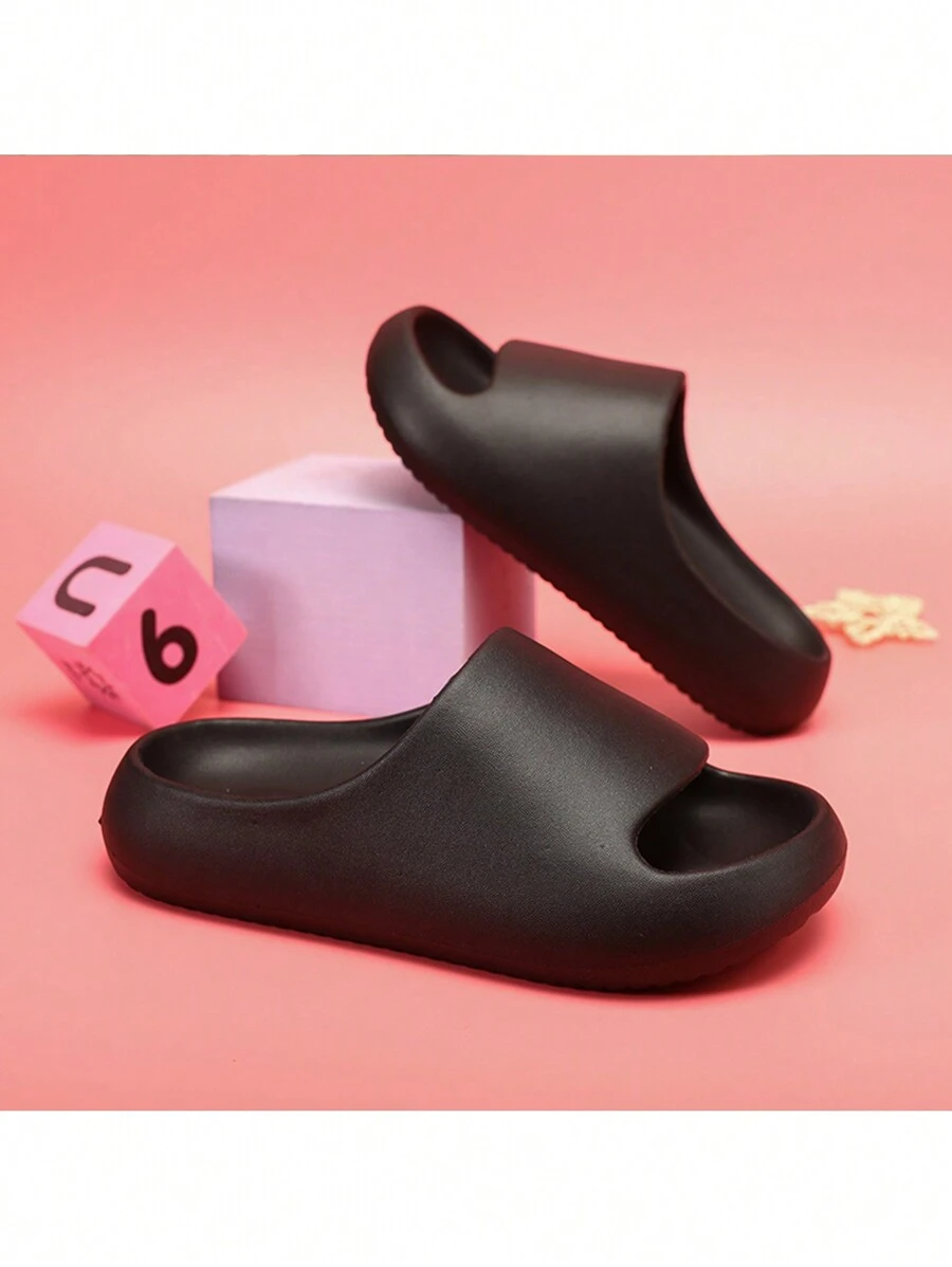 儿童防滑软底露趾拖鞋 - 黑色 - 查看 1