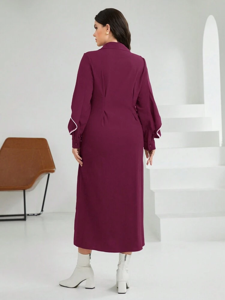 Plus Size Women'S Long Sleeve Shirt Dress