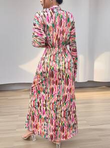 Chiquease Women's Full Print Deep V-Neck Dress Maxi Women Outfit - Multicolor - View 2