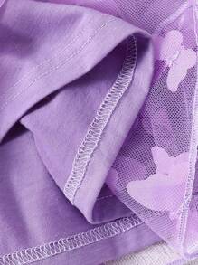 Baby Girls' Butterfly Applique Mesh Splicing Dress - Purple - View 7