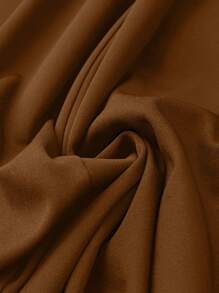 SHEIN LUNE Plus Size Women's Elastic Waist Pants - Coffee Brown - View 4
