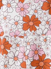 Baby Girl Spring And Summer Floral Printed Cute Casual Overalls Jumpsuit - Multicolor - View 5