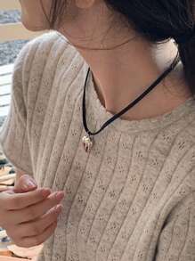 DAZY 女士时尚心形吊坠项链，百搭款式，适合情人节、妈妈、母亲、母亲节、礼物 - 銀色 - 查看 5