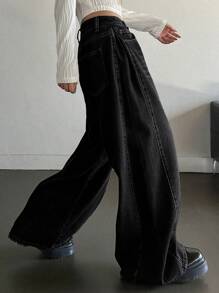 DAZY Women's Flared Jeans In Washed Denim,Back To School Clothes - Black - View 4