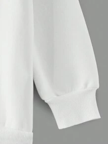 RueChic Teen Girl Letter Graphic Drop Shoulder Sweatshirt - White - View 4