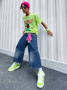 ROMWE MEN Street Life Men'S 3/4 Denim Shorts - Blue - View 2