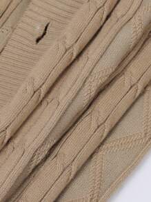 男士時尚品牌長袖針織開衫夾克 - 卡其色 - 查看 5