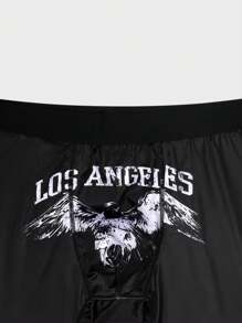 Ropa Interior Rectangular Para Hombres Con Diseño De Letras Y Águila Impresa
