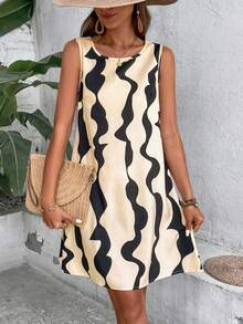 SHEIN LUNE 女款圓領無袖印花連衣裙 - 彩色 - 查看 3