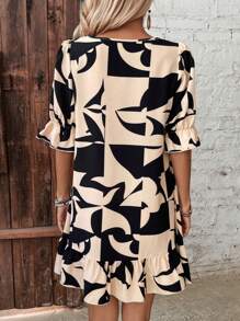 EMERY ROSE Women's Geometry Printed Round Neck Dress